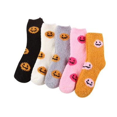 Plush Socks Featuring Woven Patch Detail